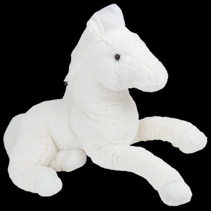 Bukowski Bears - White Horse Soft Toy - Pegasus on black background