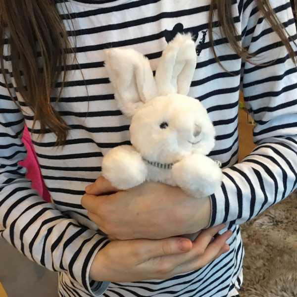 Bukowski White Toy Rabbit Coco with scarf held