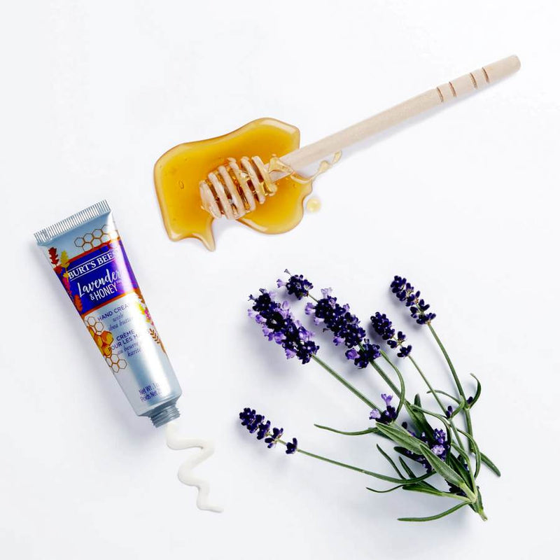 Burts Bees Hand Cream Lavender & Honey contents flatlay