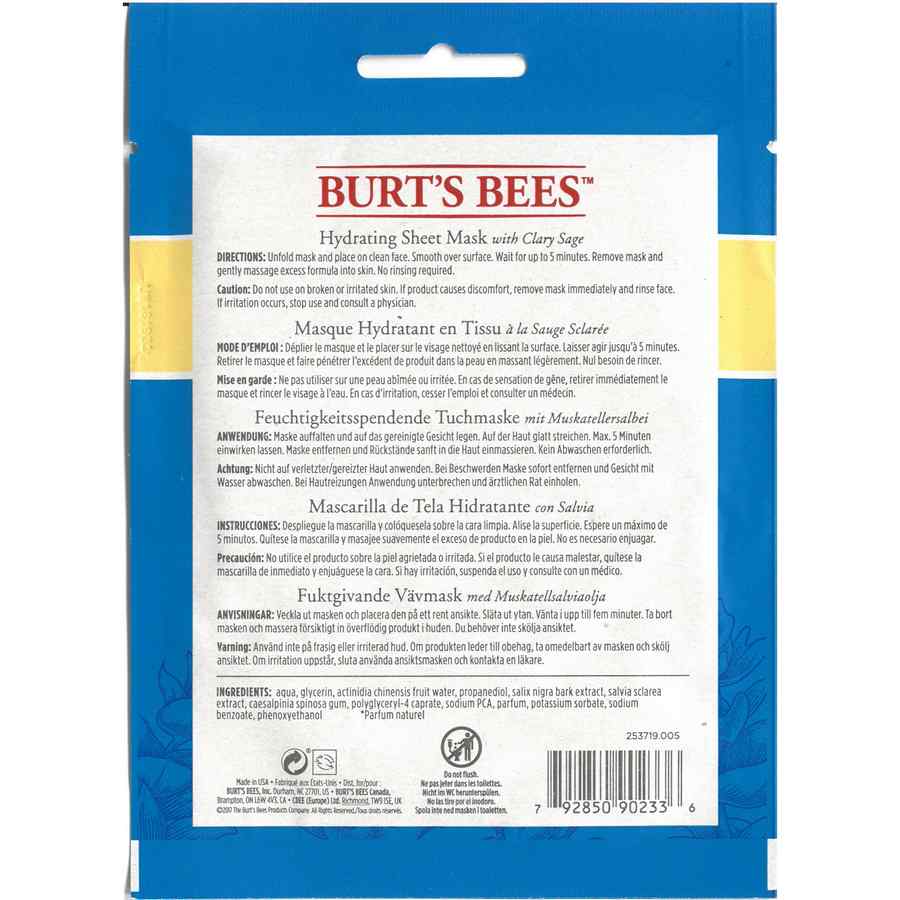 Burts Bees Hydrating Face Sheet Mask back