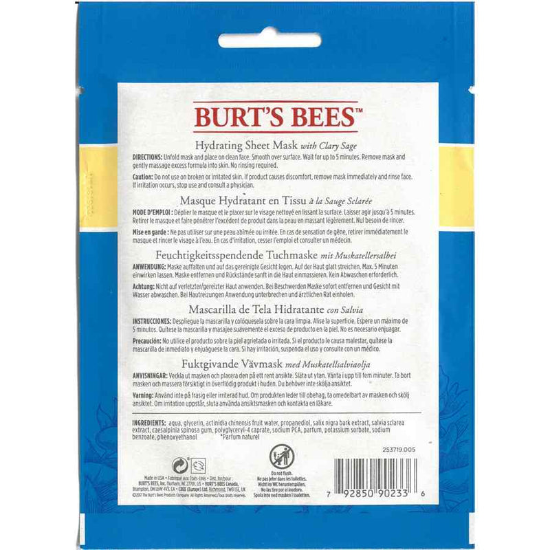 Burts Bees Hydrating Face Sheet Mask back