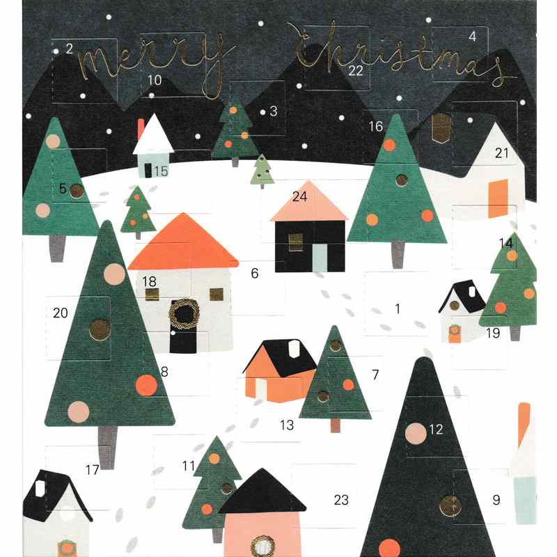 Caroline Gardner Advent Calendar Christmas Card Scandi Scene ADC006 front