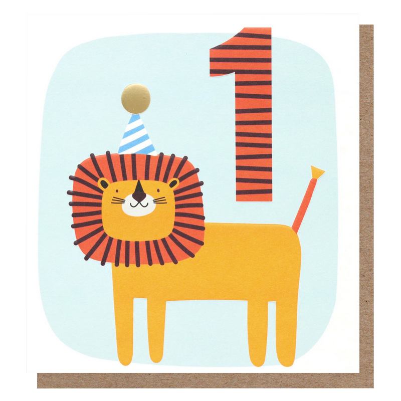 Age 1 Lion Birthday Card