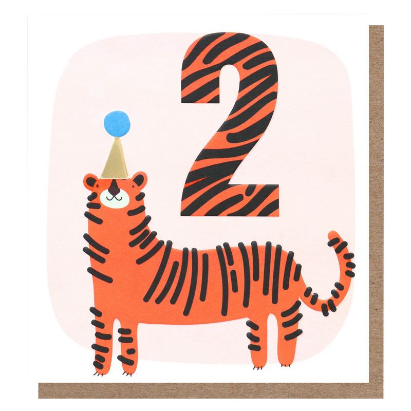 Caroline Gardner Age 2 Tiger Birthday Card PTP002 front