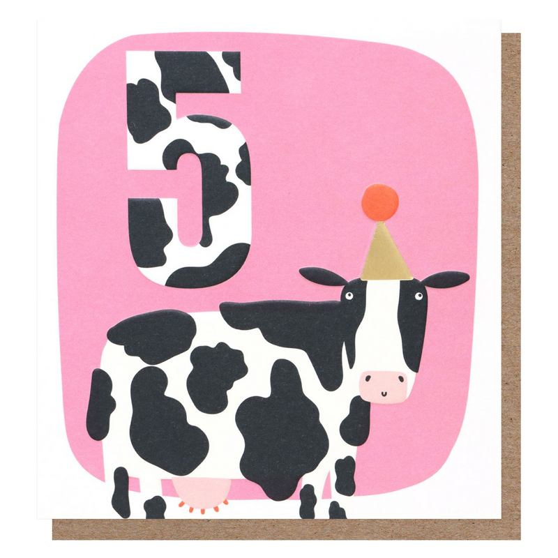 Age 5 Cow Birthday Card