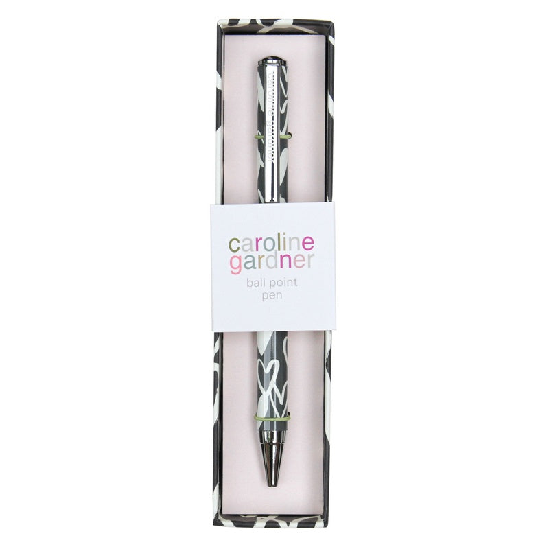 Caroline Gardner Ballpoint Pen Charcoal Hearts PEN120 in box
