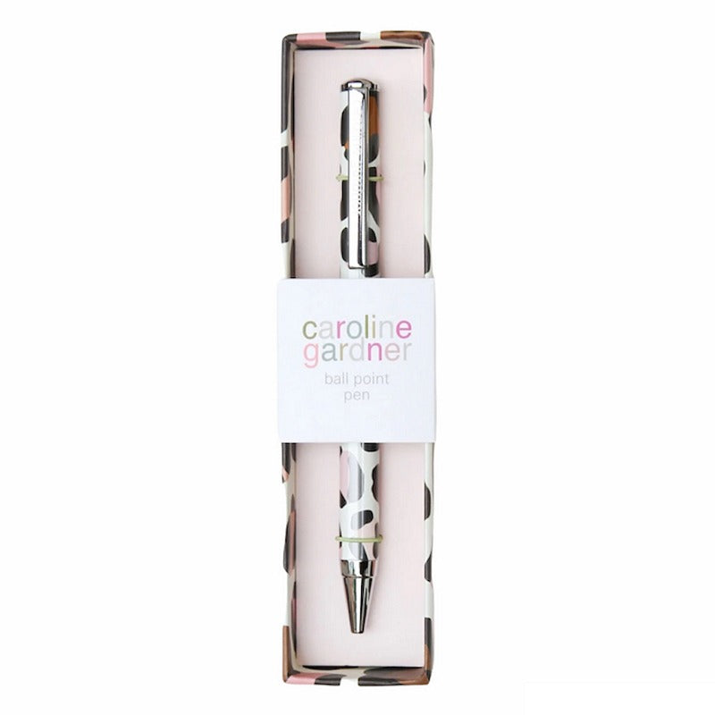 Caroline Gardner Ballpoint Pen Pink Leopard PEN119 in box