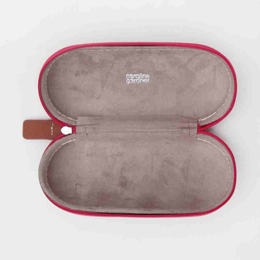 Caroline Gardner Burgundy Velvet Glasses Case GCS108 open