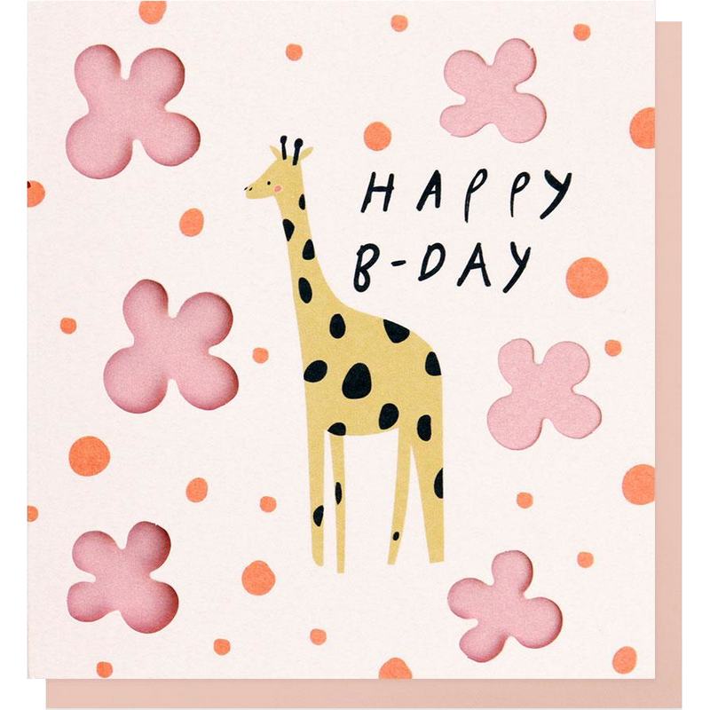Caroline Gardner Cut-Out Giraffe Birthday Card CUT004 front