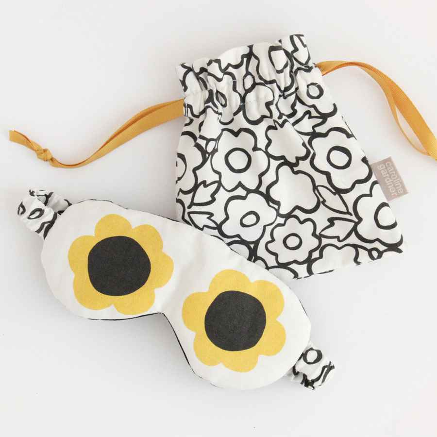 Doodle Flower Eye Mask with Pouch