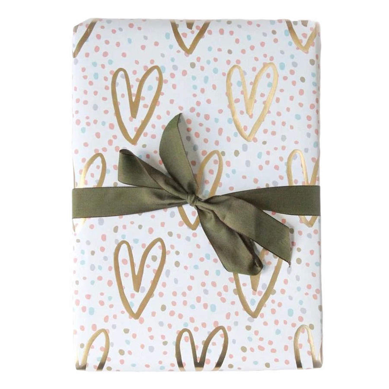 Caroline Gardner Gold Hearts Foil Gift Wrap GWL514