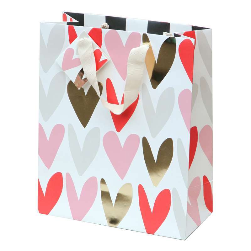 Caroline Gardner Gold Hearts Large Gift Bag GBM677 front