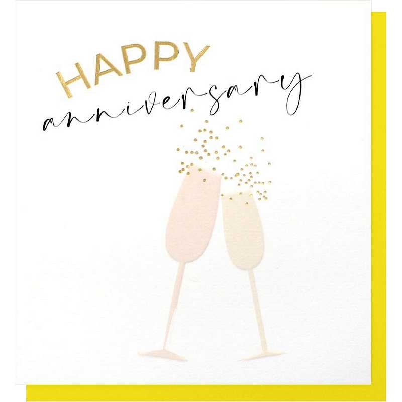 Caroline Gardner Greetings Card Clinking Flutes Happy Anniversary HAP011 front