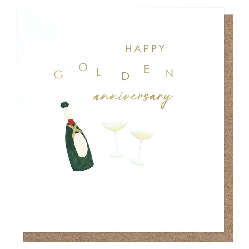 Caroline Gardner Greetings Card Happy Golden Anniversary Champagne TNC022 front