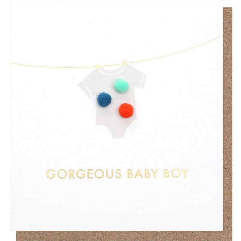 Caroline Gardner Greetings Card Mini Poms Gorgeous New Baby Boy MIN011 front