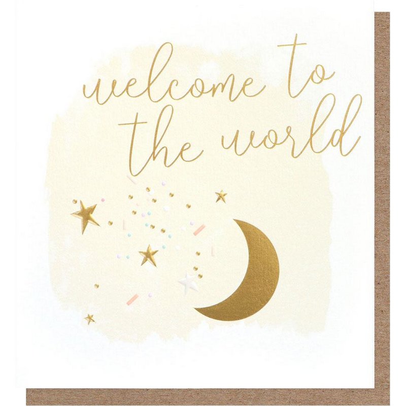 Caroline Gardner Greetings Card Welcome To The World Moon New Baby Card PPU003 front