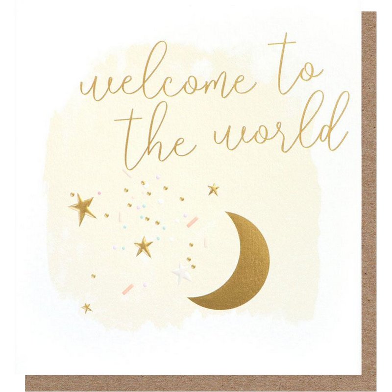 Caroline Gardner Greetings Card Welcome To The World Moon New Baby Card PPU003 front