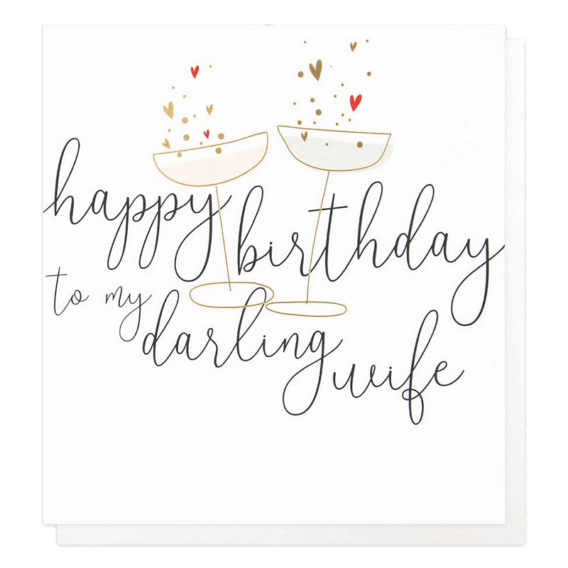 Caroline Gardner Happy Birthday Darling Wife Drinkies Card GNG015 front