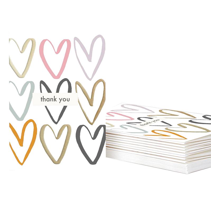 Caroline Gardner Heart Thank-you Notecards pack of 10 PQL010
