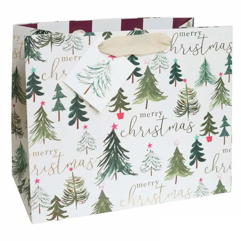 Caroline Gardner Merry Christmas Gift Bag Landscape Painted Trees
