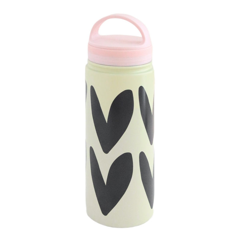 Caroline Gardner Metal Water Bottle Charcoal Hearts MET103 main