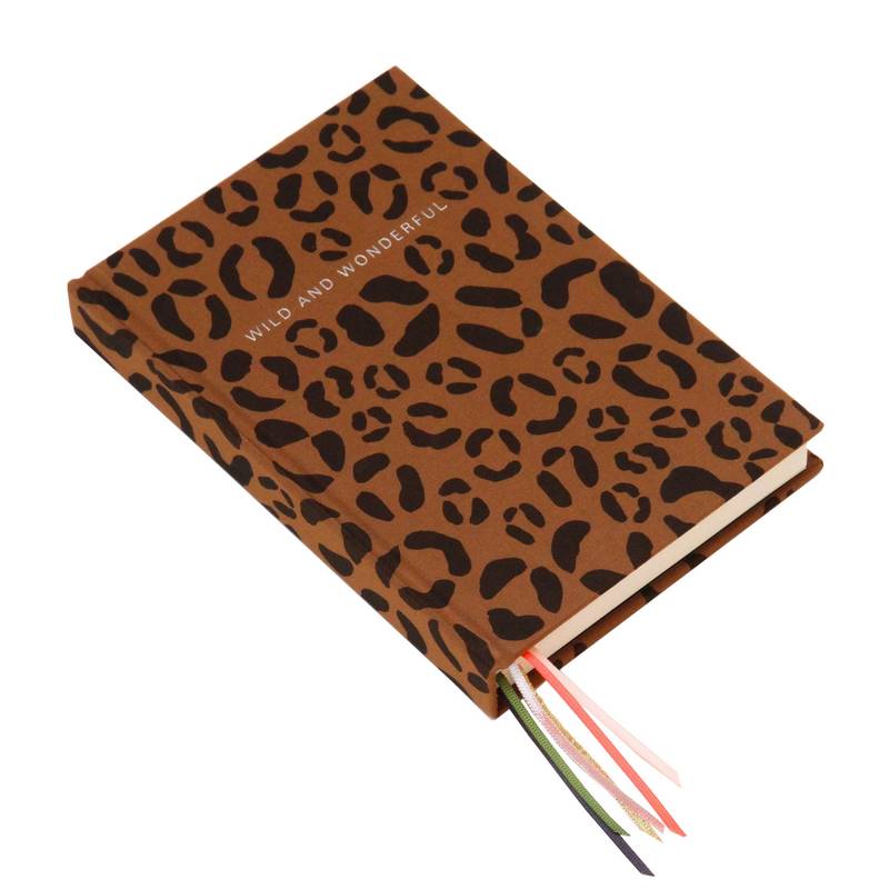Caroline Gardner Multi Ribbon Notebook Tan Leopard MUL108 angled