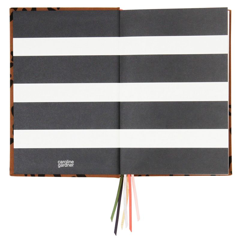 Caroline Gardner Multi Ribbon Notebook Tan Leopard MUL108 inside cover