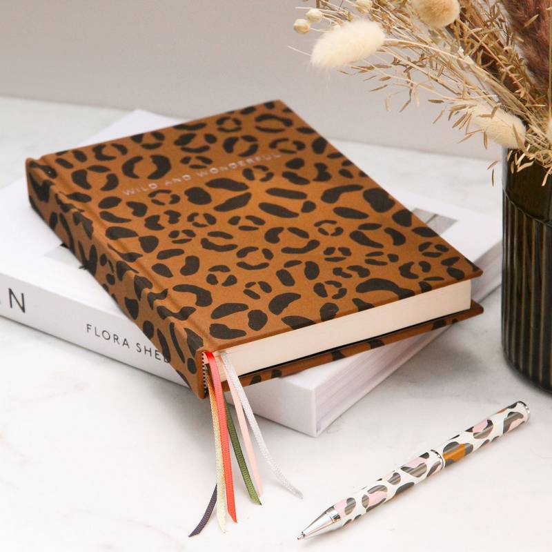 Caroline Gardner Multi Ribbon Notebook Tan Leopard MUL108 lifestyle