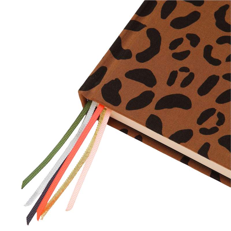 Caroline Gardner Multi Ribbon Notebook Tan Leopard MUL108 ribbons