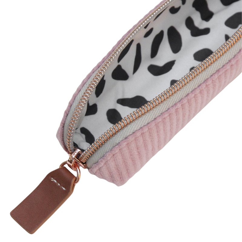 Caroline Gardner Pink Jumbo Cord Velvet Pencil Case EPC123 open