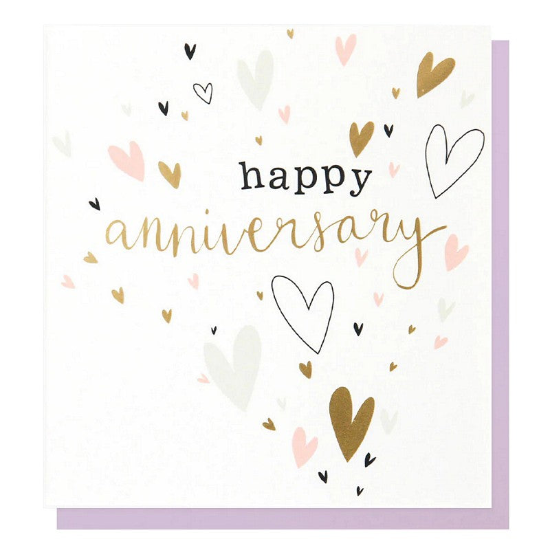 Caroline Gardner Pink & Gold Hearts Anniversary Card GOL020 front