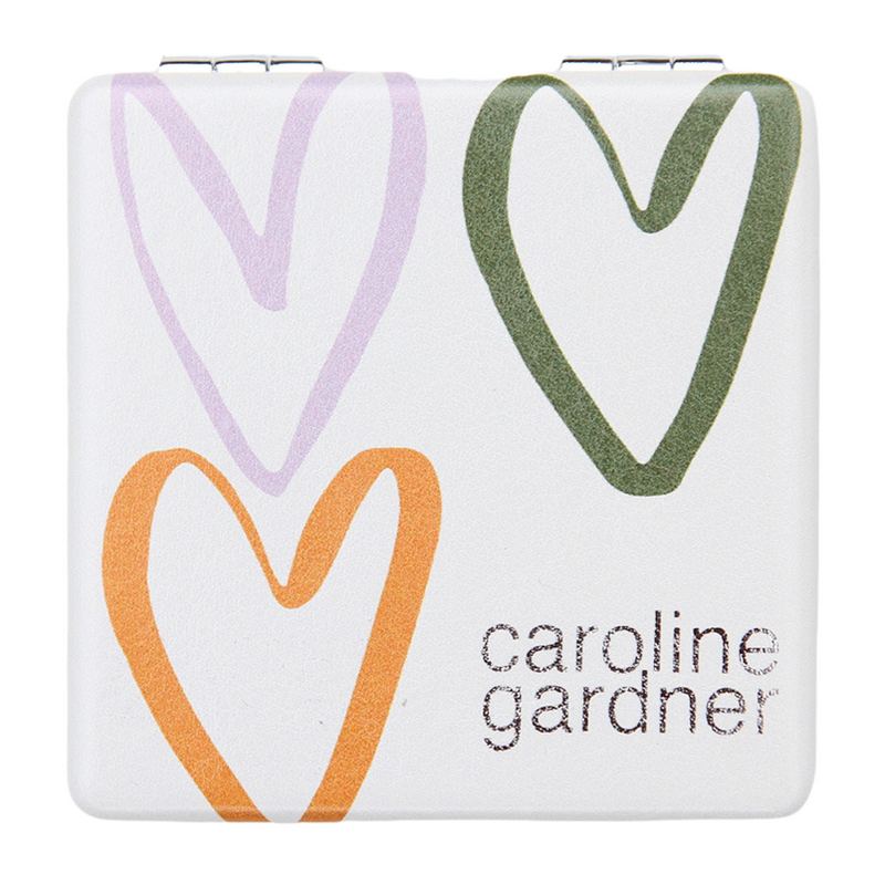 Caroline Gardner Pocket Mirror Rainbow Outline Hearts PKM119 back