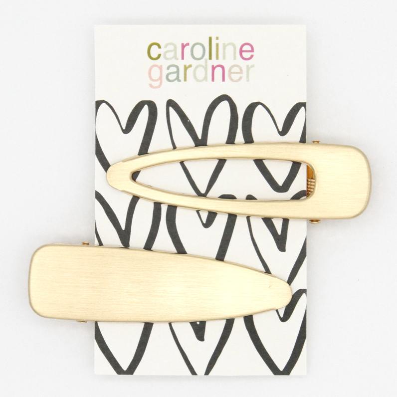 Caroline Gardner Set of 2 Brushed Gold Hair Clips HCL101