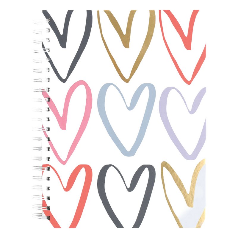 Caroline Gardner Spiral Notebook Multi Outline Hearts SPI105 front