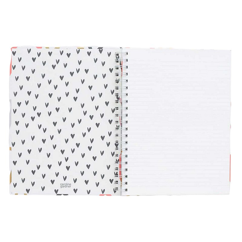 Caroline Gardner Spiral Notebook Multi Outline Hearts SPI105 open