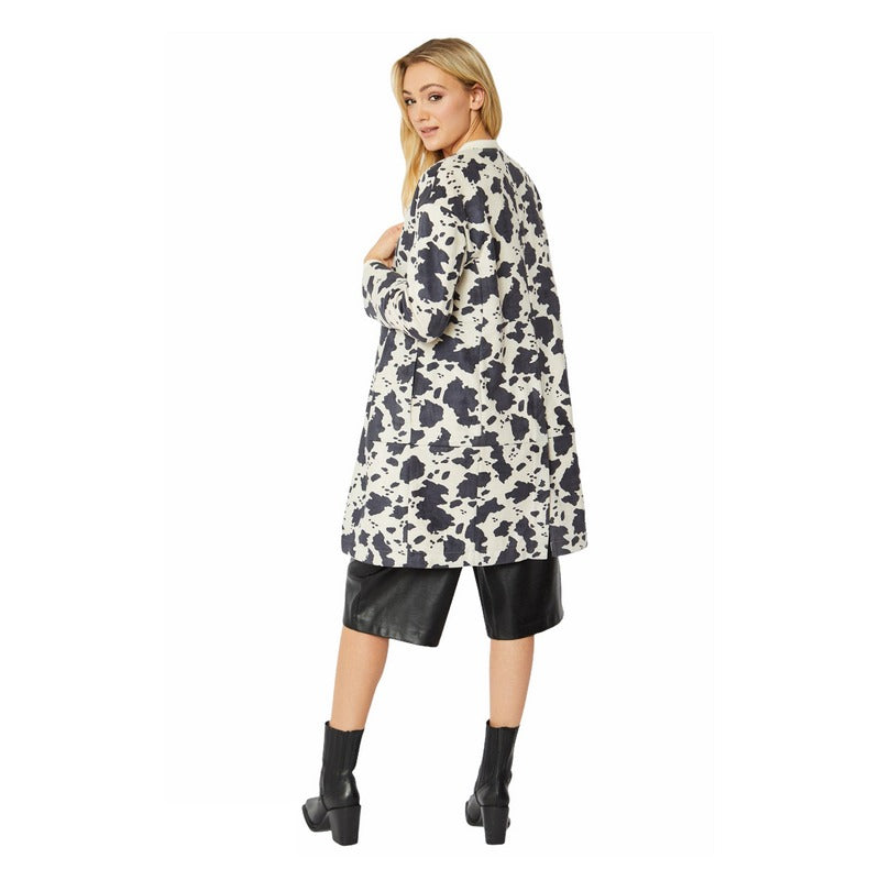 Carolynn Faux Suede Cow Print Coat SUCJ31A-01 on model back