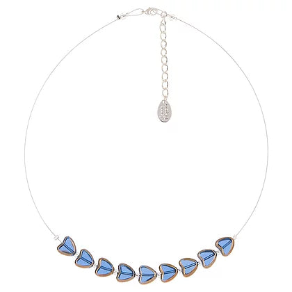 Carrie Elspeth Jewellery Blue Gold-edged Hearts Necklace N1681 main
