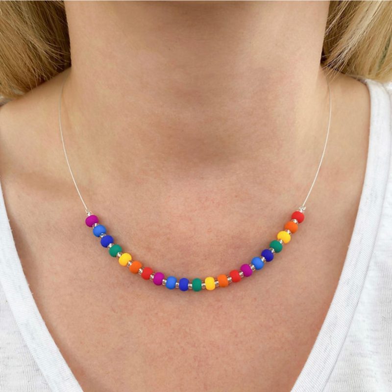 Carrie Elspeth Jewellery Rainbow Carnival Links Necklace N1734 on model