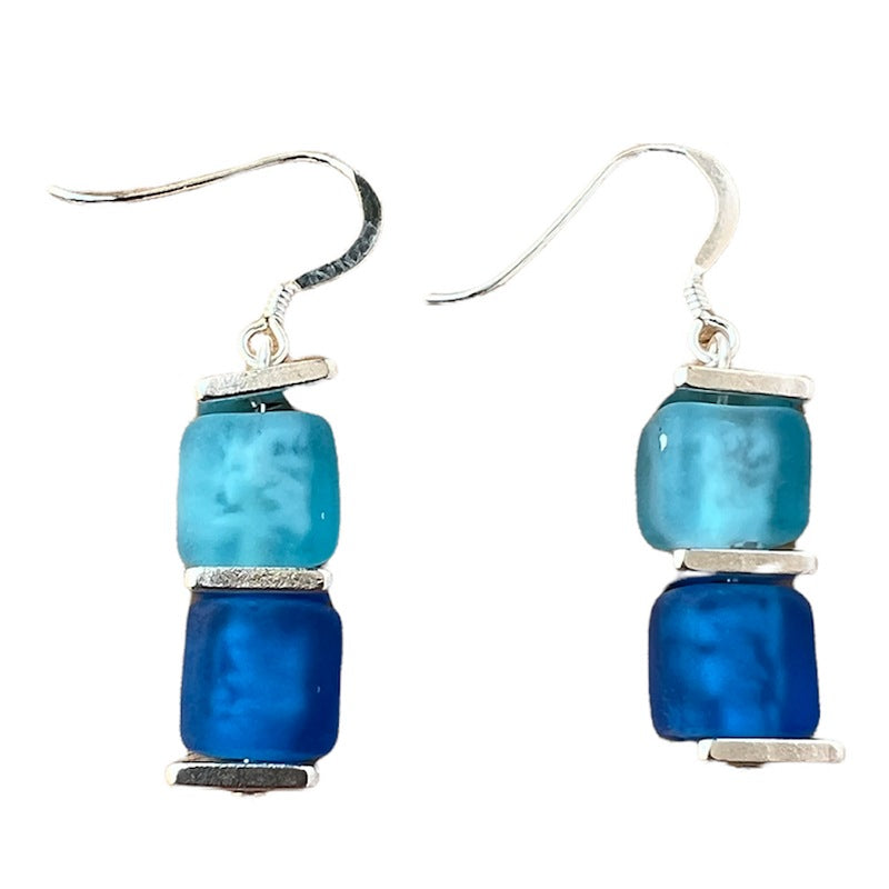 Carrie Elspeth Jewellery Sky Frosted Cubes Earrings EH1758 pair
