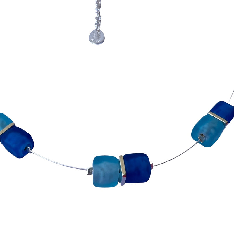 Carrie Elspeth Jewellery Sky Frosted Cubes Necklace N1758 detail