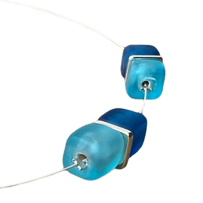 Carrie Elspeth Jewellery Sky Frosted Cubes Necklace N1758 side detail