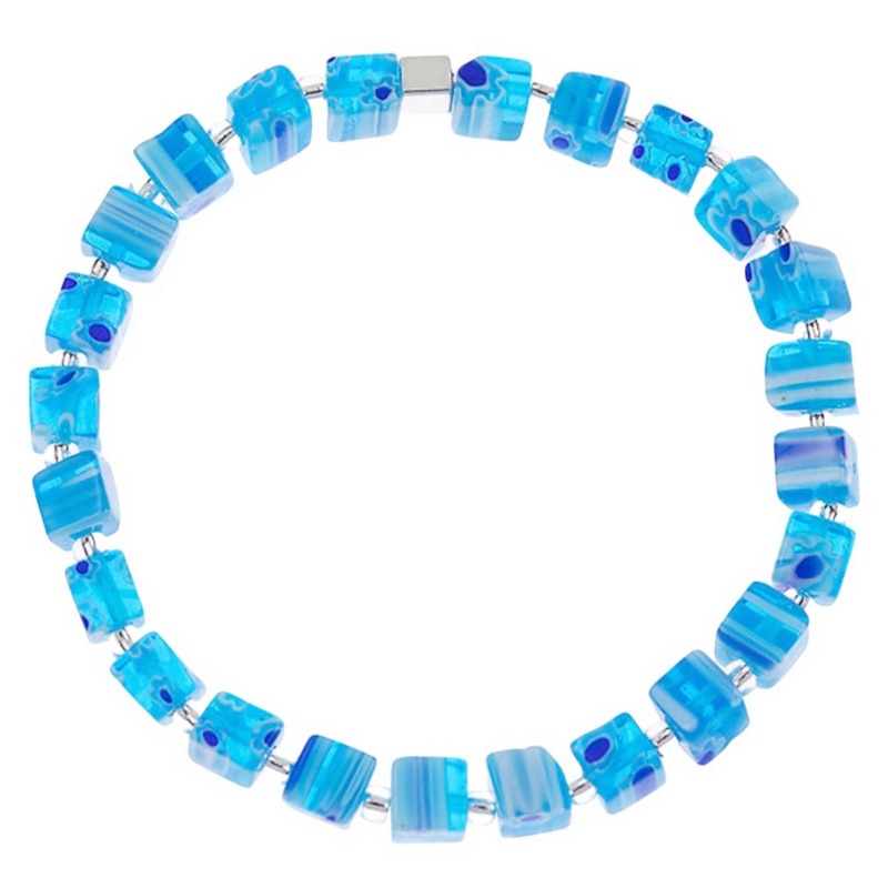 Carrie Elspeth Jewellery Skyblue Millifiore Cubes Bracelet B1825 flat