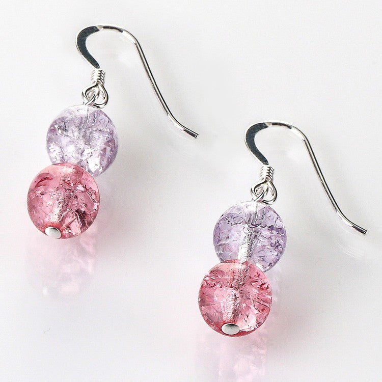 Carrie Elspeth Purple & Pink Crackle Globes Earrings EH1505A shadowed