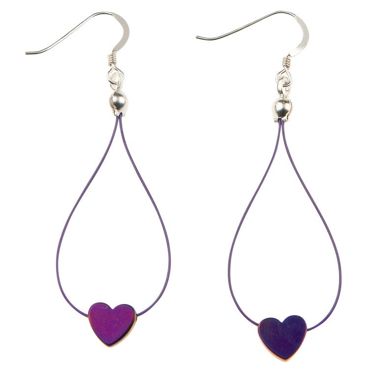 Carrie Elspeth Royal Purple Haematite Heart Earrings EH1524 main
