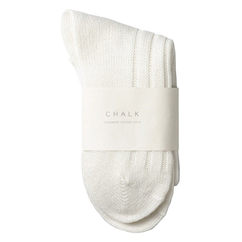 Chalk Clothing Cashmere Blend Lounge Socks Off White in packaging