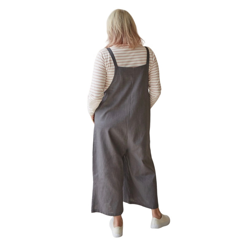 Chalk Clothing Grace Linen Jumpsuit Charcoal on model back