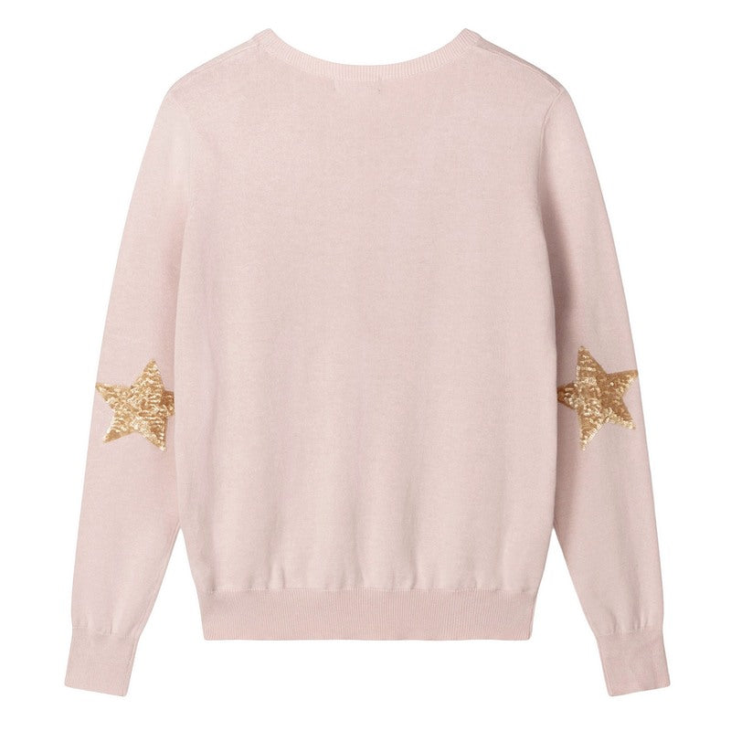 Chalk Clothing Hazel Cotton Jumper Dusky Pink with Gold Sequin Star back