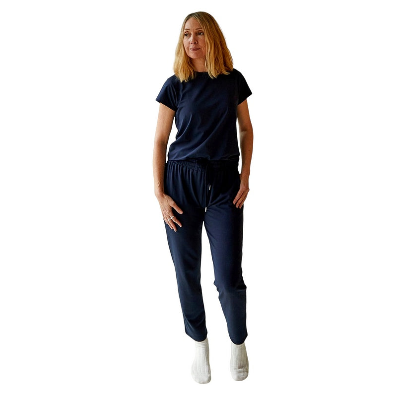 Chalk Clothing Marnie Cotton Trousers Navy on model front
