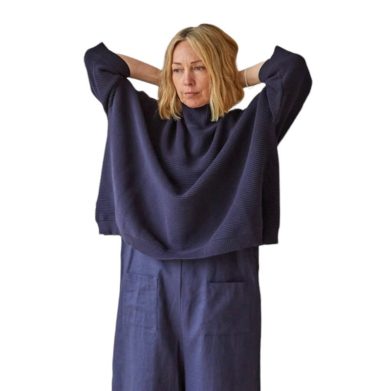 Chalk Clothing Vicki Cotton Jumper Navy on model main