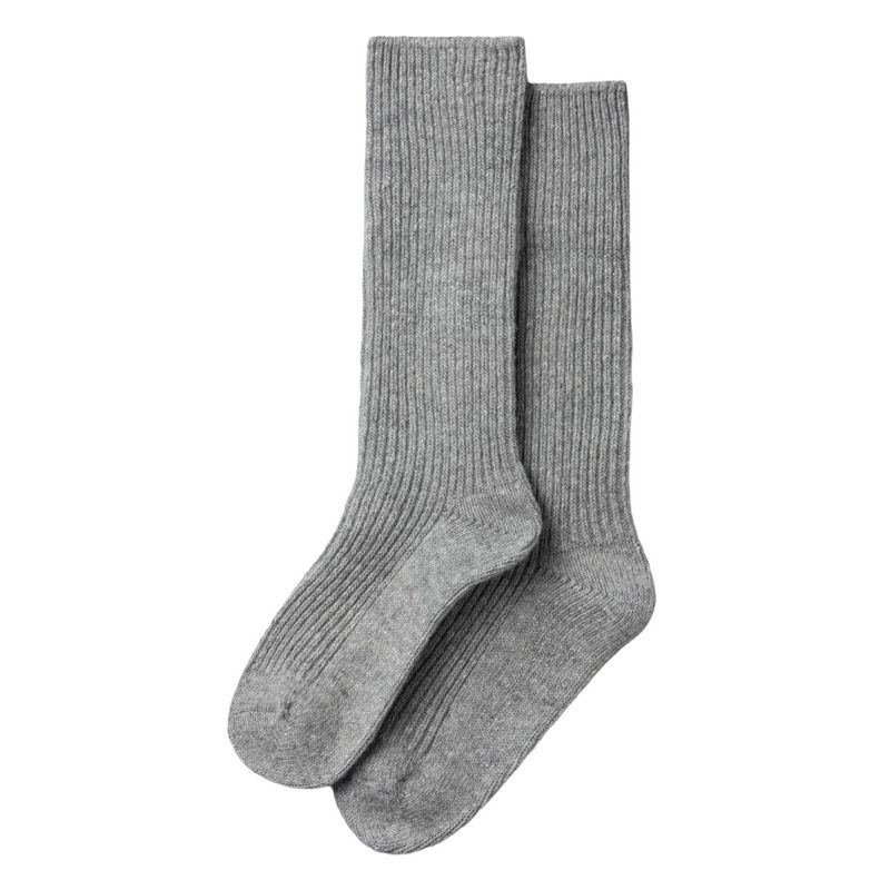 Chalk Clothing Wool Blend Rib Socks Light Grey flat